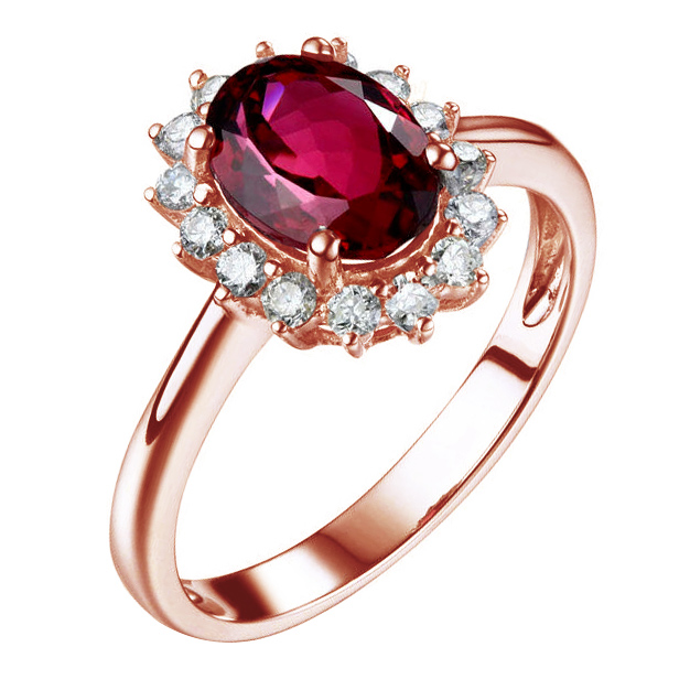 Zásnubný prsteň s turmalínom a diamantmi 83556