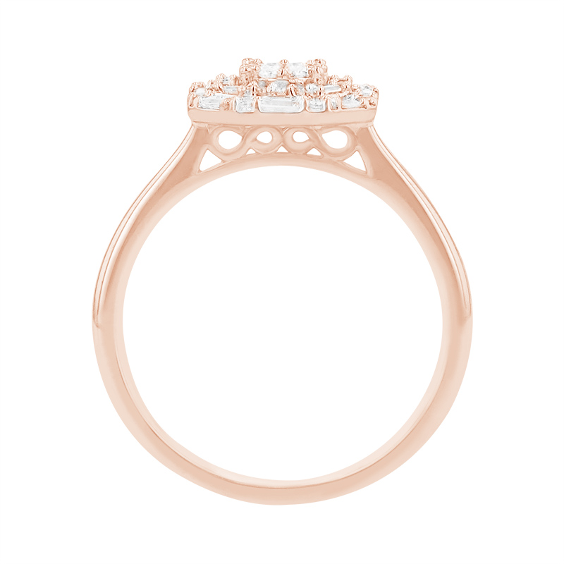 Halo prsteň plný diamantov z ružového zlata 84276
