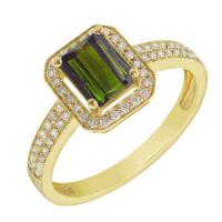 Zlatý prsteň so zeleným turmalínom a diamantmi Catalina