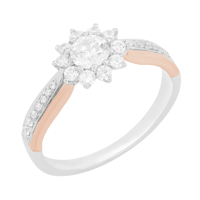 Zásnubný prsteň s diamantmi v tvare kvetiny