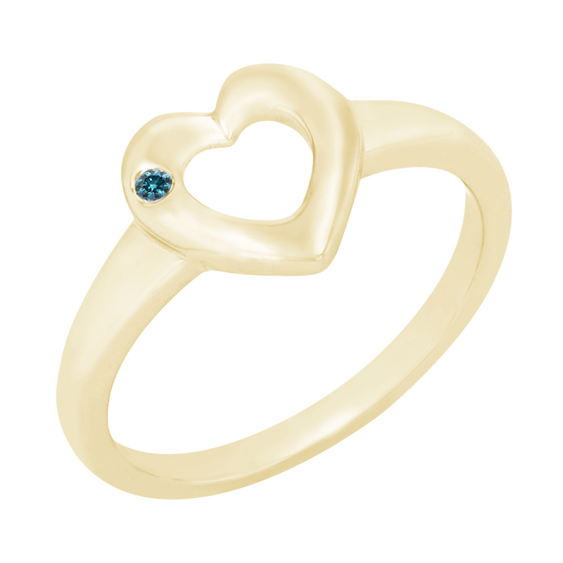 Srdcový prsteň s modrým diamantom 86056