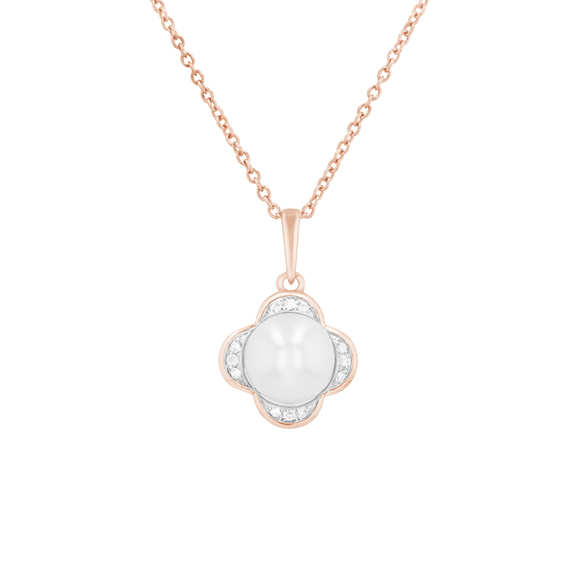 Zlatý prívesok s perlou a diamanty v tvare kvetiny Eliphele