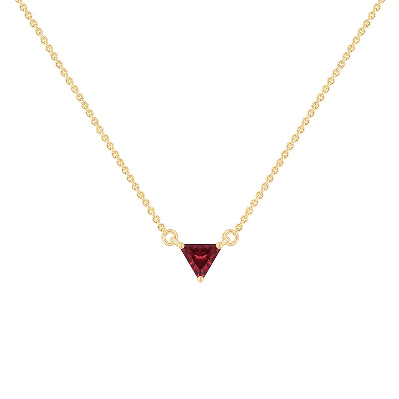 Minimalistický náhrdelník s granátom zo žltého zlata 89076