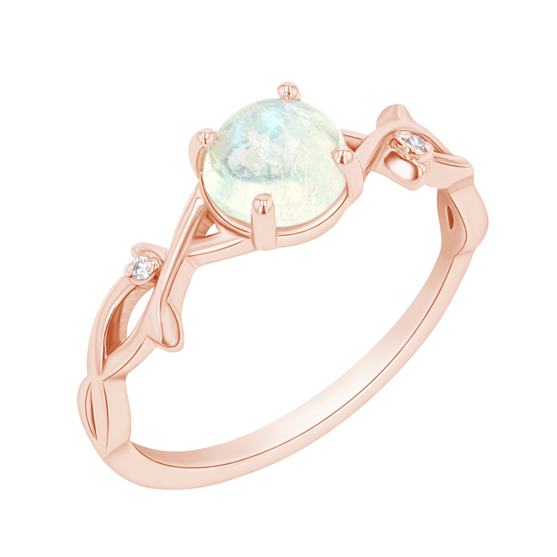 Romantický prsteň s opálom a diamantmi z ružového zlata 89696