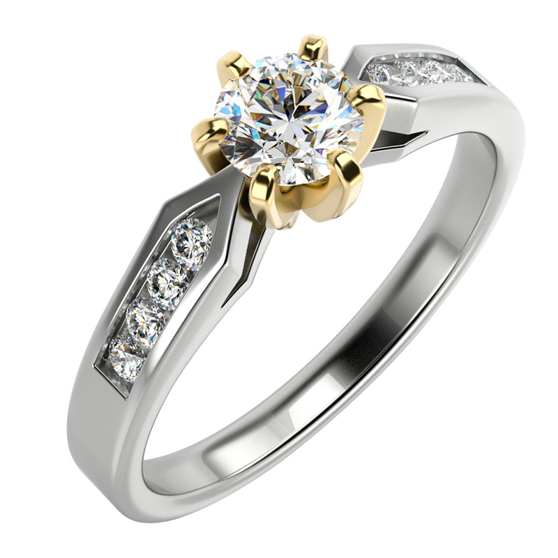 Zásnubný prsteň s moissanitom a diamantmi Cletia 100237
