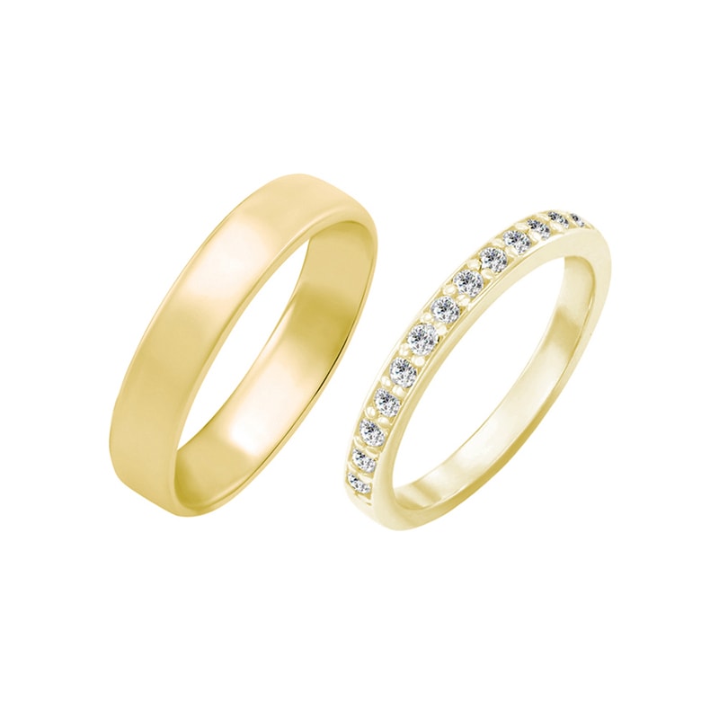 Eternity prsteň s lab-grown diamantmi a pánsky komfortný prsteň Siem 102177