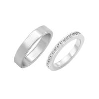 Eternity prsteň s lab-grown diamantmi a plochý svadobný prsteň Ventura