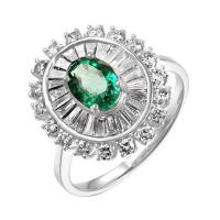 Smaragd v zlatom prsteni s diamantmi Ellian
