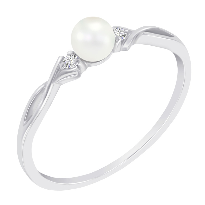 Strieborný elegantný perlový prsteň s lab-grown diamantmi Carmen