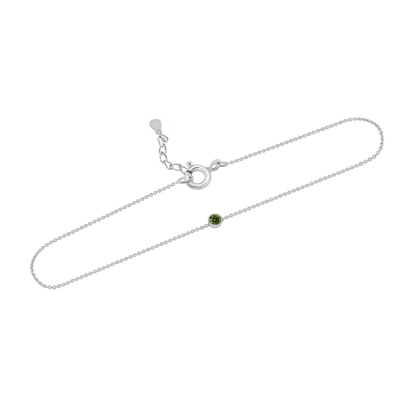 Strieborný minimalistický náramok so zeleným diamantom Lepio