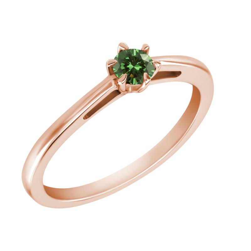 Zlatý prsten zo zeleným diamantom Kluny 10707