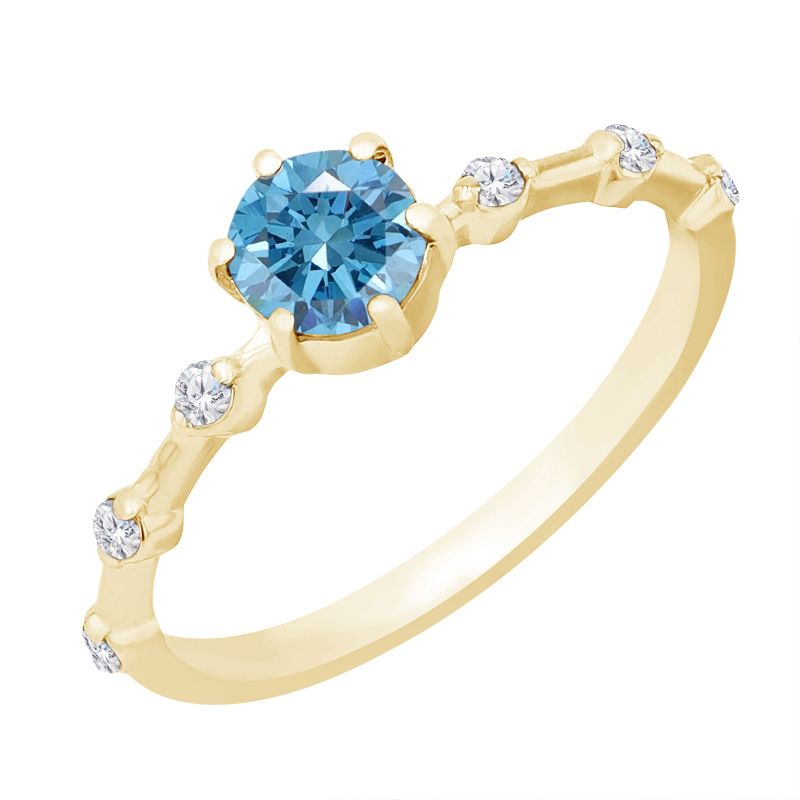 Prsteň s certifikovaným fancy blue lab-grown diamantom a lab-grown diamantmi Jelena