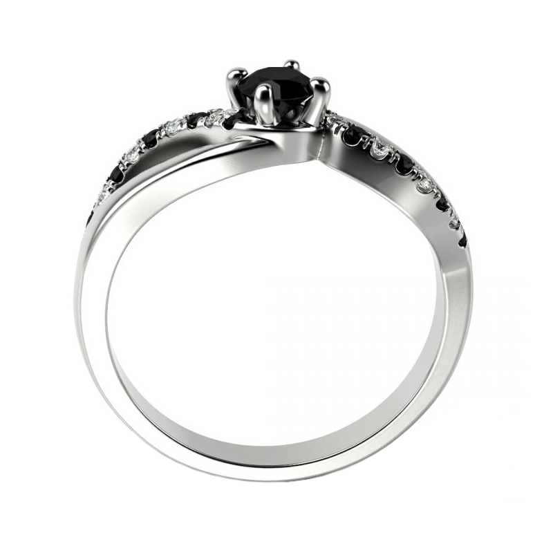 Zásnubný prsteň s čiernymi a bielymi diamantmi Damica 119347