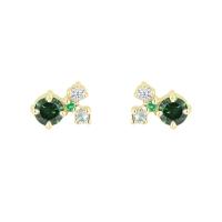 Zelené cluster náušnice so zelenými diamantmi a drahokamami Mora