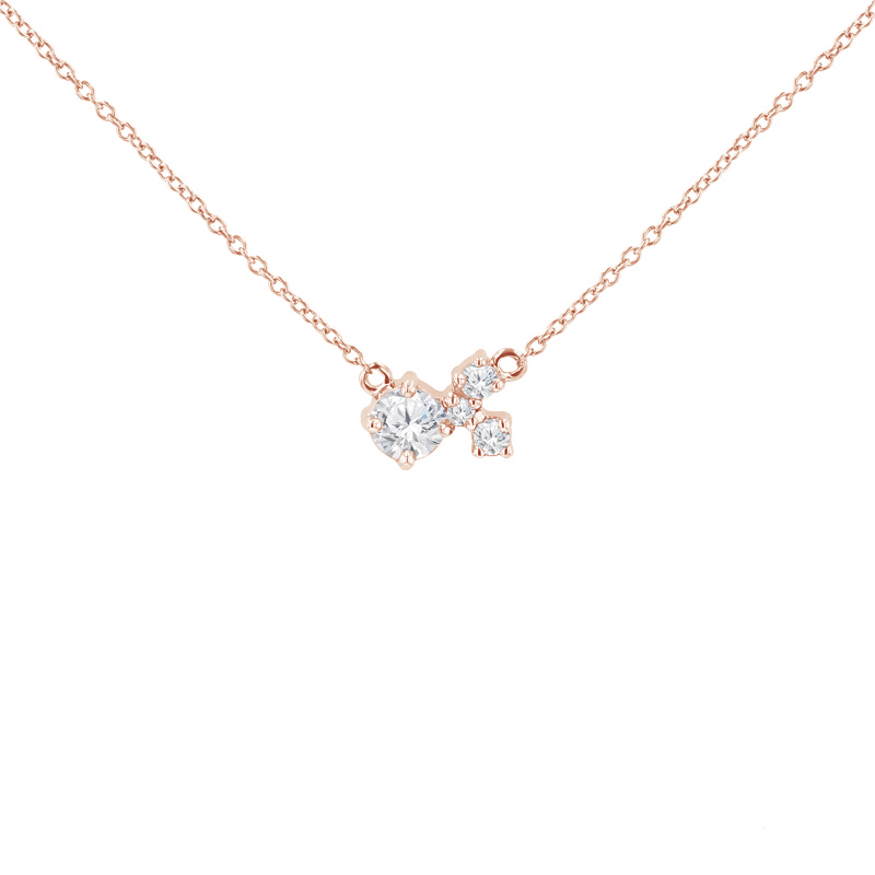 Strieborný cluster náhrdelník s moissanitom a lab-grown diamantmi Maizie 125317
