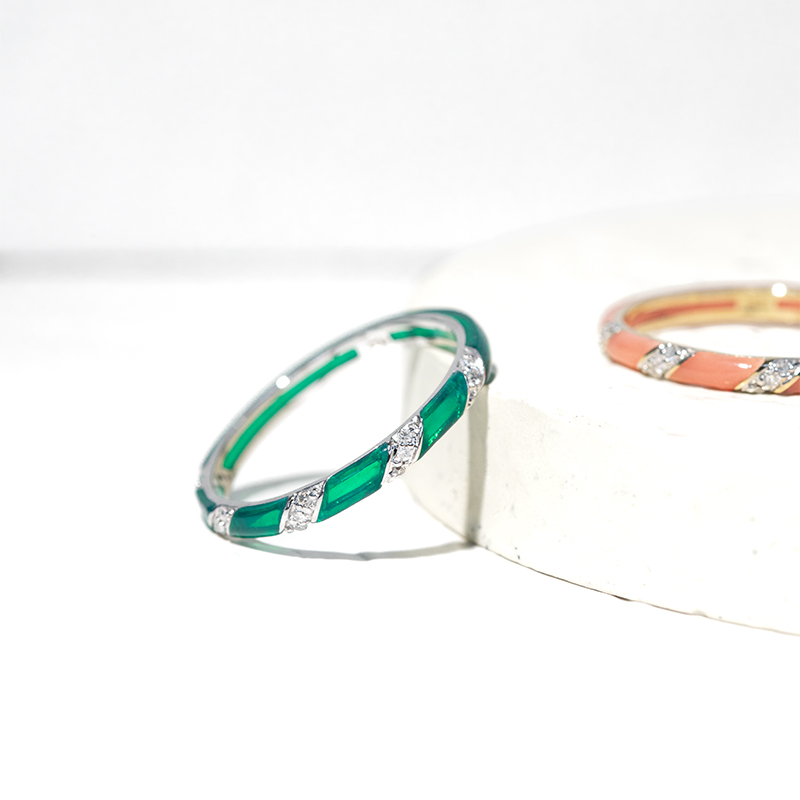 Zelený keramický prsteň s diamantmi Jayne 127577