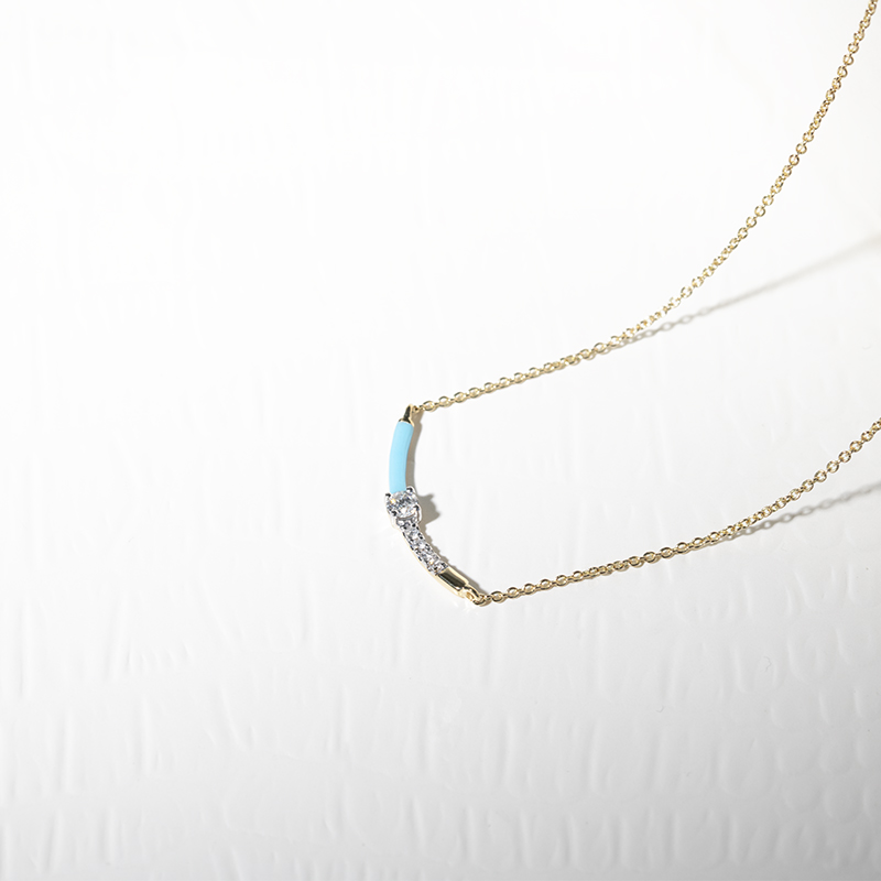 Modrý keramický náhrdelník s diamantmi Blazie 127597