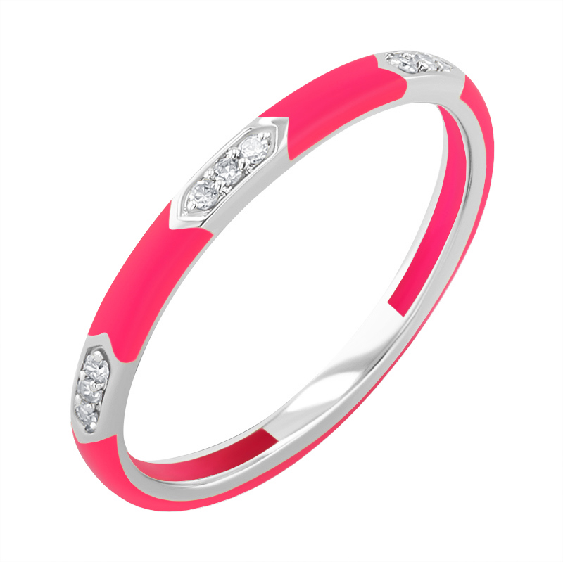 Ružový keramický prsteň s diamantmi Amila 128727