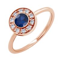 Zásnubný diamantový prsteň v halo štýle s modrým zafírom Aiva