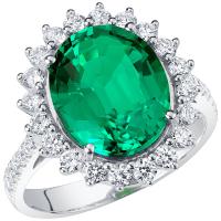 Zlatý halo prsteň s oválnym lab-grown smaragdom a diamantmi Willie