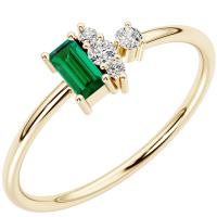 Strieborný cluster prsteň s lab-grown smaragdom a diamantmi Petey