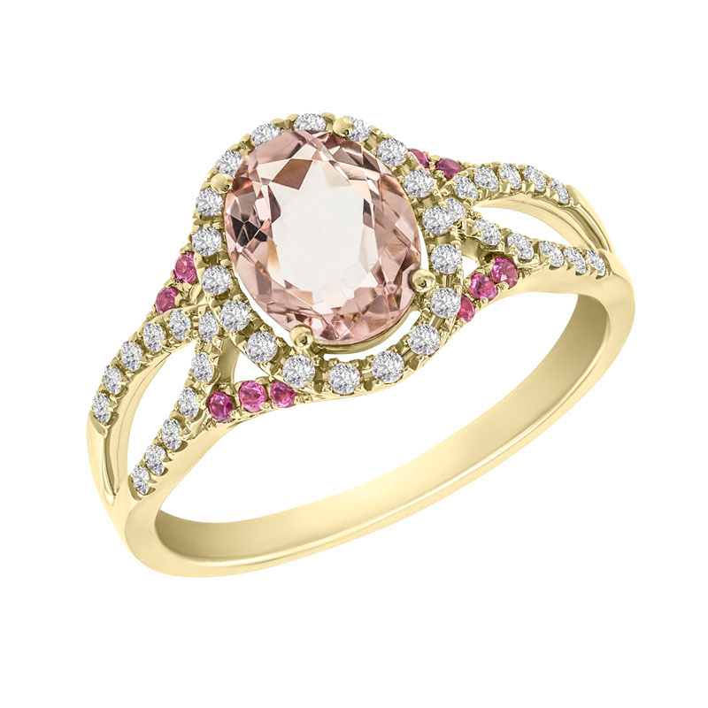 Zlatý morganitový prsteň so zafírmi a diamantmi Erin 16987