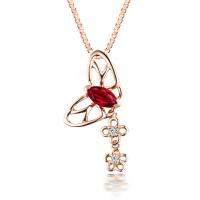 Zlatý náhrdelník v tvare motýľa s rubínom a diamantmi Mariposa