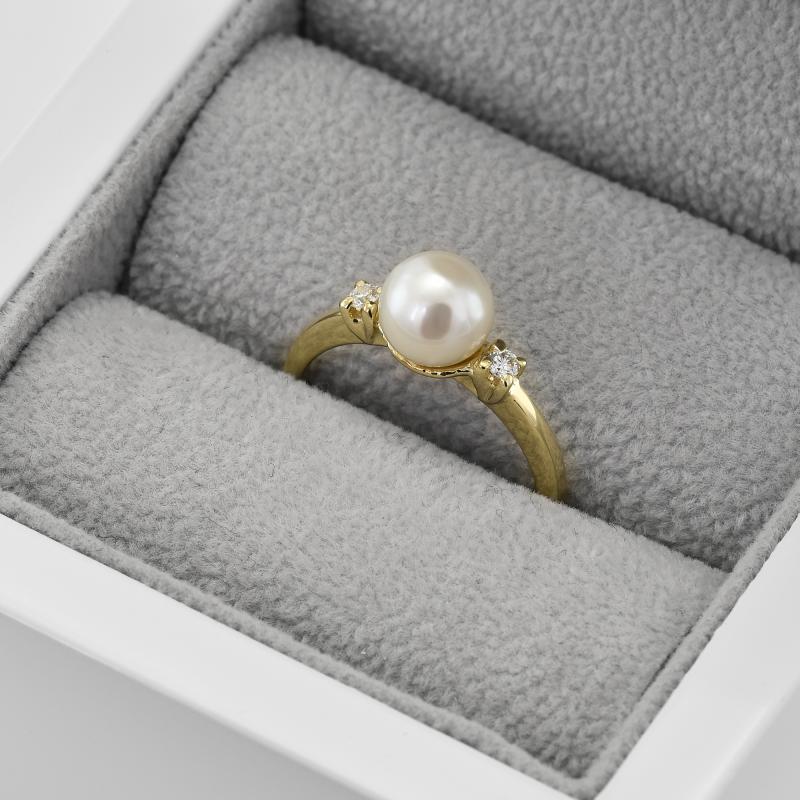 Zlatý perlový prsteň 22787