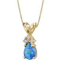 Zlatý prívesok s modrým pear opálom a diamantmi Erikka