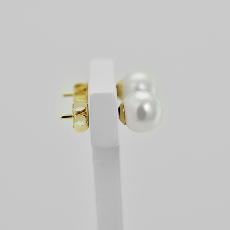 Biele 7-7.50 mm perly v zlatých náušniciach 23237
