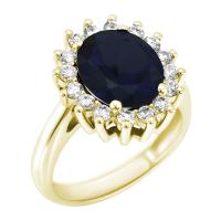 Zlatý prsteň s modrým zafírom a diamantmi Eldria