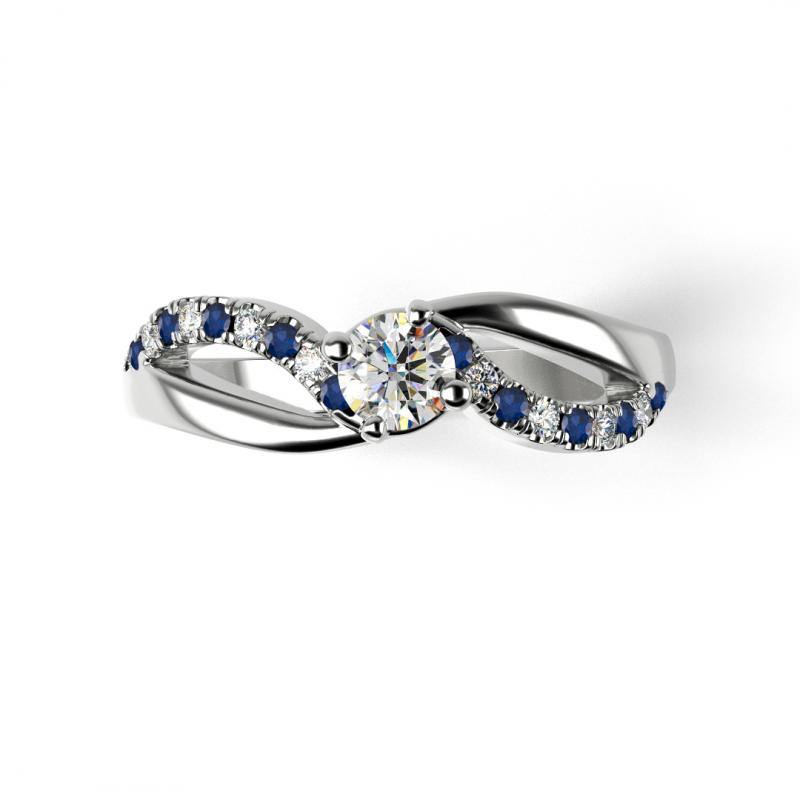 Zásnubný prsteň s diamantmi a zafírmi 24917