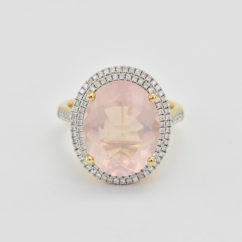 Zlatý prsteň s ružovým quartzom 25157
