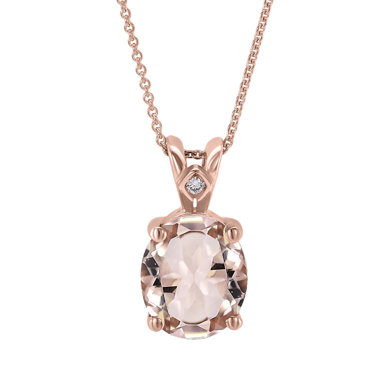 Morganitový náhrdelník s diamantom z ružového zlata 31597