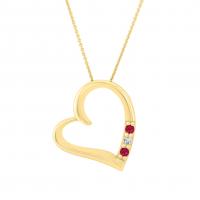Zlatý náhrdelník srdce s rubínmi a diamantom Quela