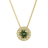 Zlatý halo náhrdelník so zeleným diamantom Viper