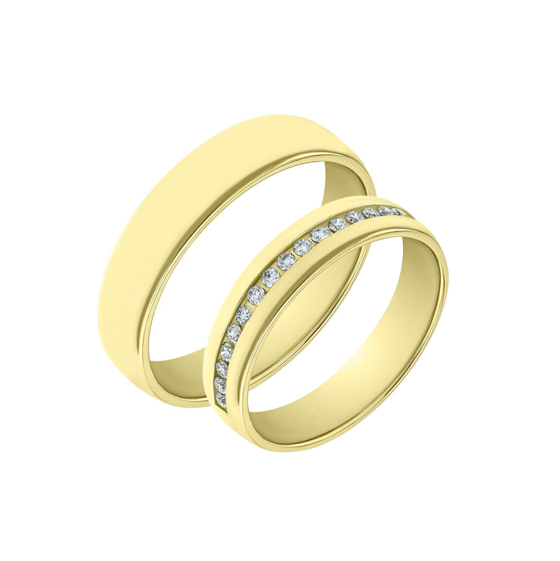 Zlaté svadobné prstene eternity a pánský komfortný
