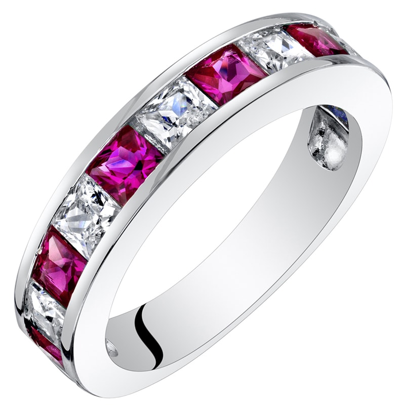 Strieborný rubínový eternity prsteň Camilla