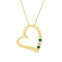 Zlaté srdiečko v náhrdelníku so smaragdmi a diamantom Janey