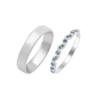 Zlatý vintage prsteň s modrými diamantmi a komfortná obrúčka Poseidon
