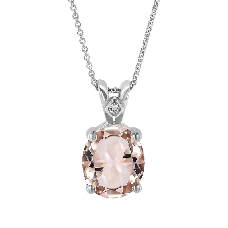 Morganitový náhrdelník s diamantom z ružového zlata 4067