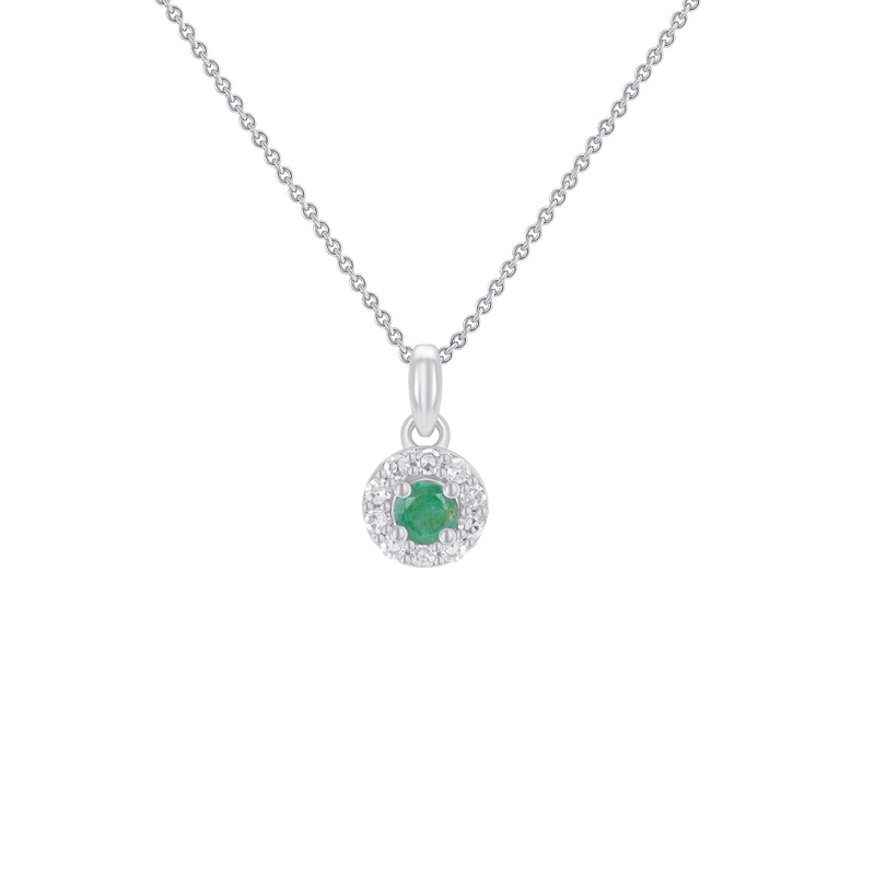 Smaragdový halo náhrdelník s diamantmi Richelle