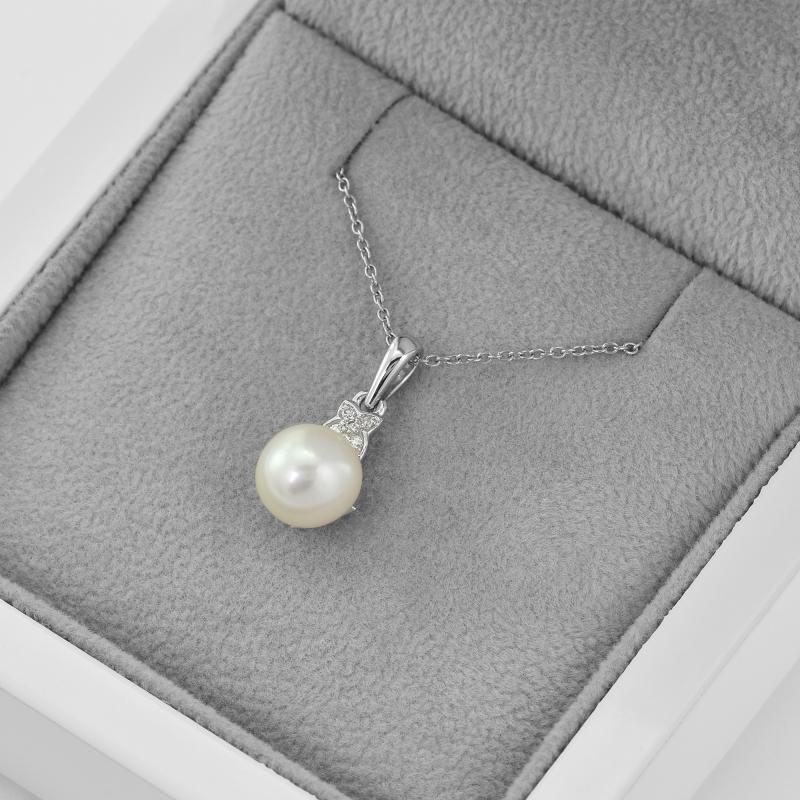 Náhrdelník s perlou z bieleho zlata 45017