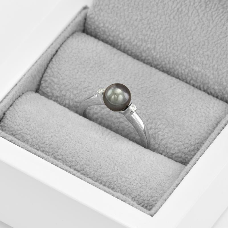 Zlatý prsteň s čiernou perlou 45317