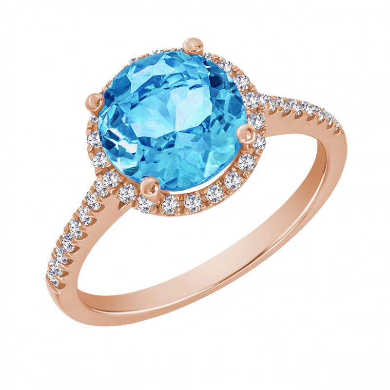 Zlatý prsteň s topásom a diamantmi 45417