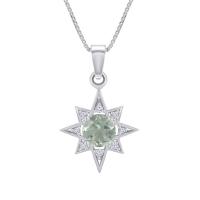 Strieborný náhrdelník s ametystom a zirkónmi v tvare hviezdy Unity