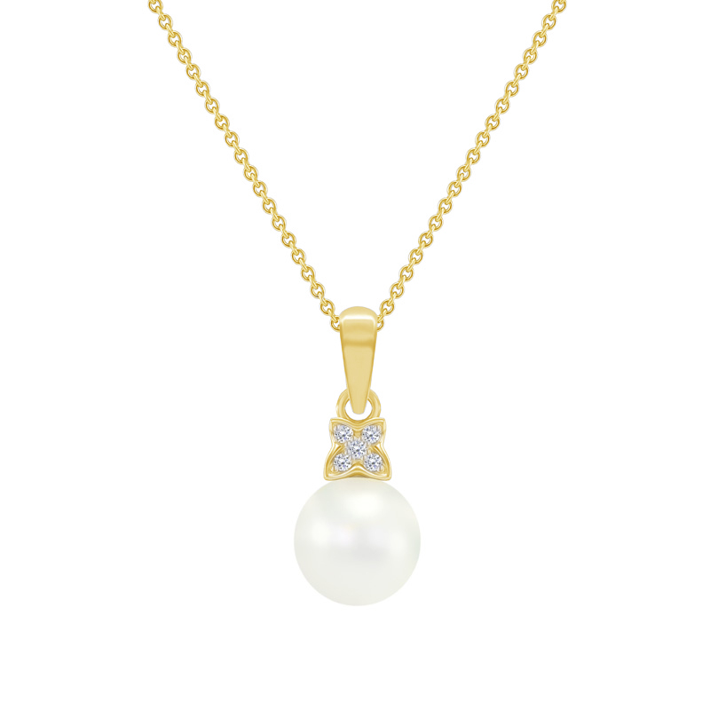 Zlatý perlový náhrdelník s diamantmi 48417