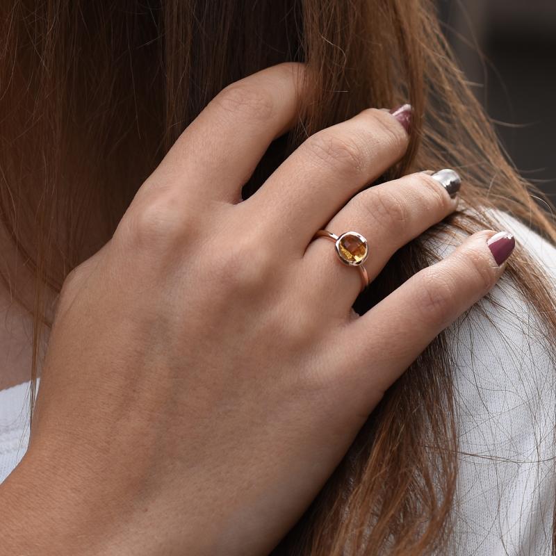 Zlatý prsteň s citrínom z ružového 49957