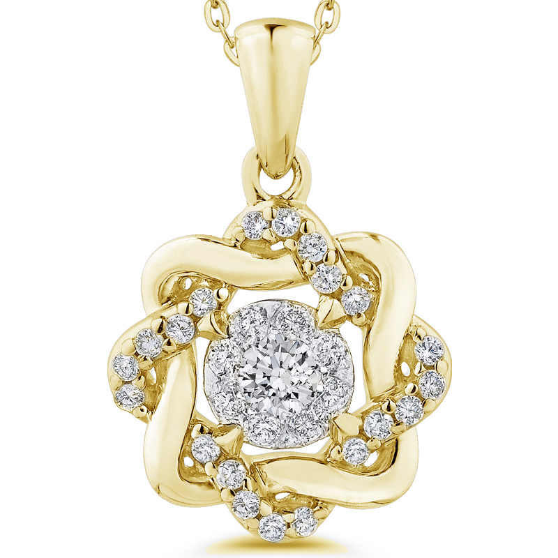 Zlatý prepletaný prívesok s diamantmi Sereina 51877