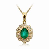 Zlatý prepletaný náhrdelník so smaragdom a diamantmi Anebel